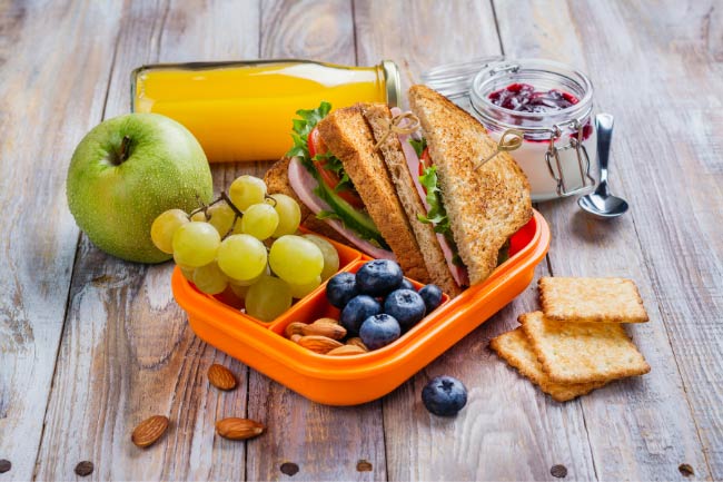 A healthy balanced school lunch.